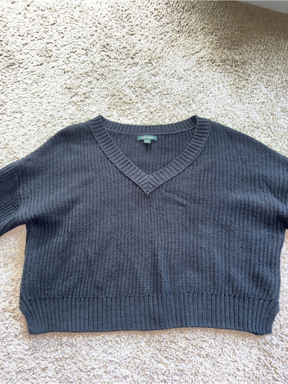 Wild Fable - Cropped V Neck Sweater - M, Black